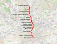 Map of line S4. Milano linea suburbana S4.png