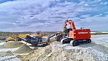 Present-day gypsum mining at Lake MacDonnell Mining gypsum at Kevin (Lake MacDonnell), Eyre Peninsula SA.jpg