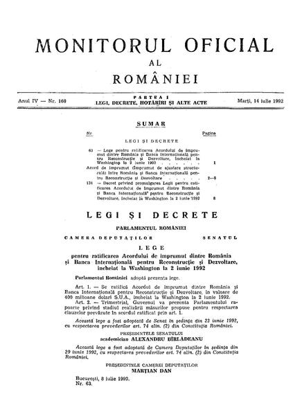 File:Monitorul Oficial al României. Partea I 1992-07-14, nr. 160.pdf