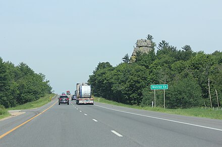 Monroe County sign on Interstate 90