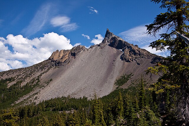 Mount Thielsen's eroded edifice from the Pacific Crest Trail