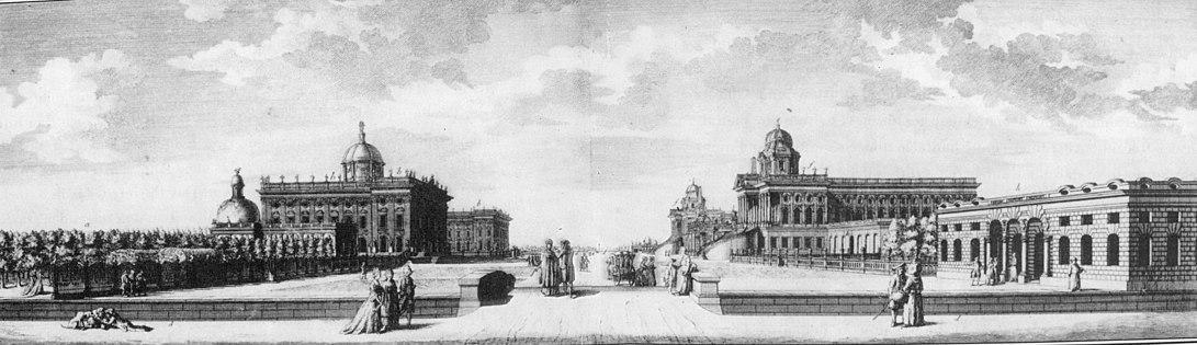 Neues Palais und Communs von Norden, um 1770