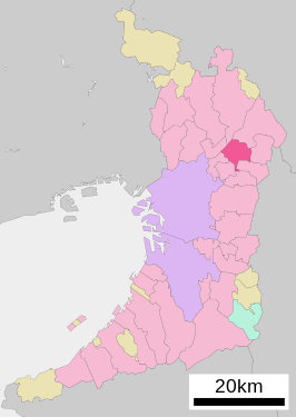 Situering van Neyagawa in de prefectuur Osaka
