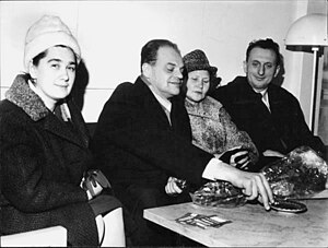 Nicolay Basov and Aleksandr Prokhorov with wives 1964.jpg