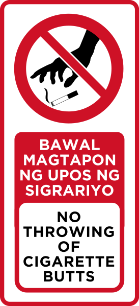 File:No Throwing of Cigarette Butts - Bawal Magtapon ng Upos ng Sigarilyo.svg