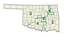 The five congressional districts of Oklahoma