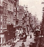 De Vijzelstraat in 1891, vóór de verbreding van de jaren 1920.