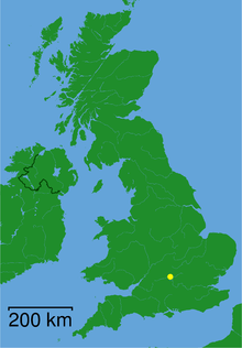 Map of UK showing location of Oxford Oxford - Oxfordshire dot.png
