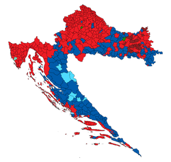 Results of the election based on the majority of votes in each municipality of Croatia Parlamentarni izbori u Hrvatskoj 2011.png