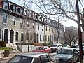 Aspen Street, Fairmount, Philadelphia, PA 19130, looking east, 2500 block, Centennial houses