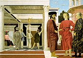 Perspectiva de Piero della Francesca en La flagelación de Cristo, c. 1455–1460