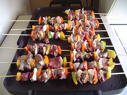 Mixed grill skewers ready to be barbecued in Venezuela
