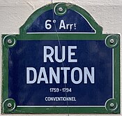 Plaque Rue Danton - Paris VI (FR75) - 2021-07-29 - 1.jpg