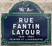 Plaque Rue Fantin Latour - Paris XVI (FR75) - 2021-08-11 - 1.jpg
