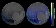 Concentration en eau à la surface de Pluton.