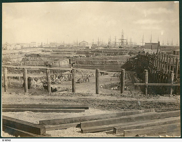 Excavation of the Port Dock at Port Adelaide, 1879