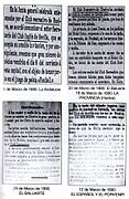 Noticias de prensa de 1890 aludiendo al «Club Recreativo de Huelva» y al «Club inglés de Sevilla».
