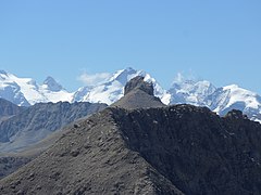 Punta Casana vor Piz Bernina von Nordosten, vom Südwestgrat des Monte Saliente.