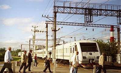Електропоїзд ЕМ2 на маршруті Аероекспрес. Станом на 2010-і роки такі поїзди на лінії не експлуатуються