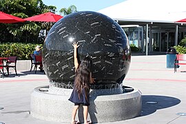 Celestial globe, weighing nine tons, being spun by a child.