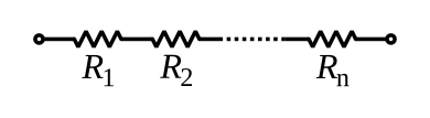 This is a diagram of several resistors, connected end to end, with the same amount of current going through each.