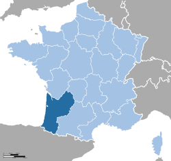 جایگاه آکیتن در نقشه فرانسه