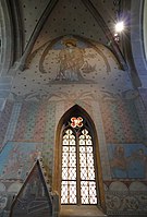 Mur sud du chœur: Saint Michel, adoration des rois mages et fuite en Egypte