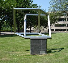 Impossible cube with forced perspective in Rotterdam, by Koos Verhoeff Rotterdam kunstwerk De onmogelijke kuboide.jpg