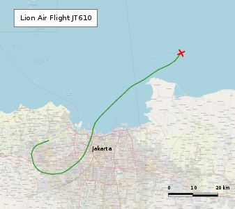 Laluan peta Penerbangan 610 Lion Air