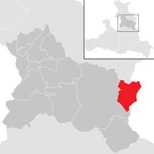 Location of the municipality of Russbach am Pass Gschütt in the Hallein district (clickable map)