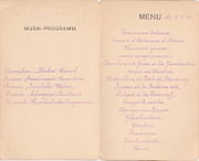 Musikprogramm und Speisefolge des Kapitäns-Diners vom 15. April 1909 (210 × 170 mm)