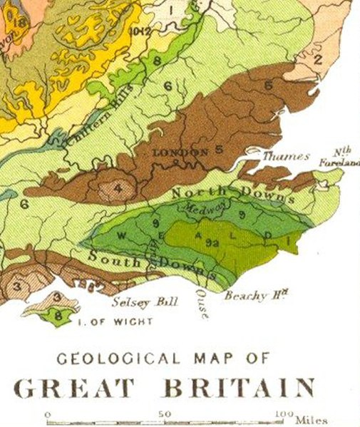 Geology of the South East: chalk is light green