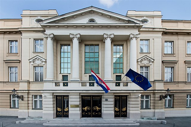 Facade of a three-floor building