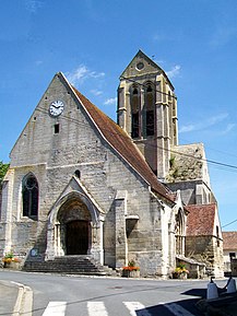 Saint-Vaast-lès-Mello (60), église Saint-Vaast, façade ouest.jpg