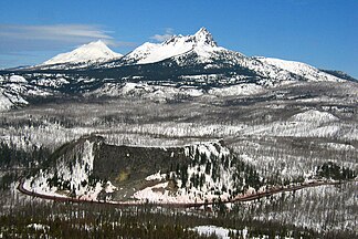 Mount Jefferson (left), Three-Fingered Jack (center back), Hogg Rock (foreground)