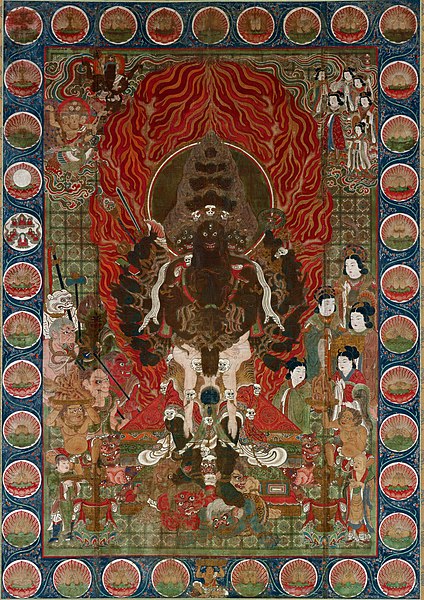 Painting of Āṭavaka, a yaksha who challenged the Buddha