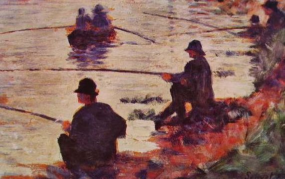 Les Pêcheurs à la ligne par Georges Seurat, huile sur toile, 1883.
