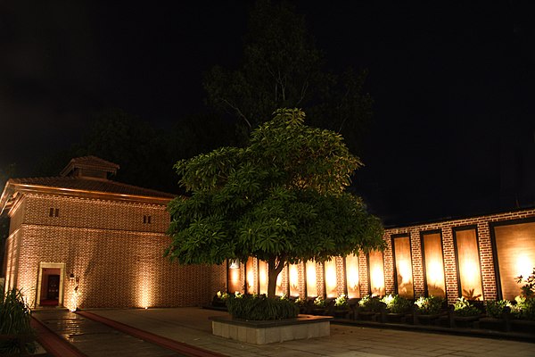 Shri Atmasiddhi Shastra Rachnabhoomi and the plaza at night