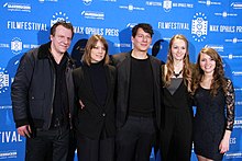 Ronald Kukulies, Britta Hammel­stein, Sebastian Ko, Marie Bendig und Janina Fautz beim Filmfestival Max Ophüls Preis 2015