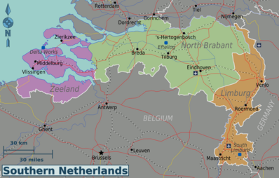 Карта Южных Нидерландов