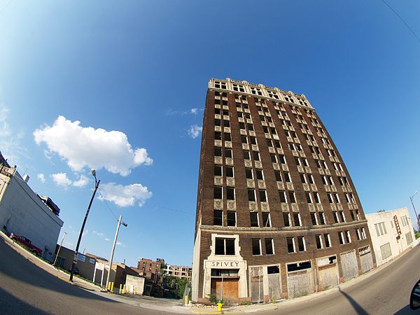 Abandoned for decades, the Spivey Building in the downtown neighborhood is the tallest building in the city.