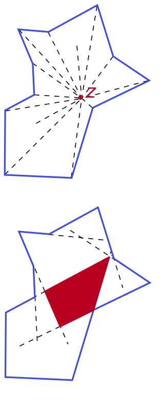 <span class="mw-page-title-main">Star-shaped polygon</span> Polygon visible from one of its points