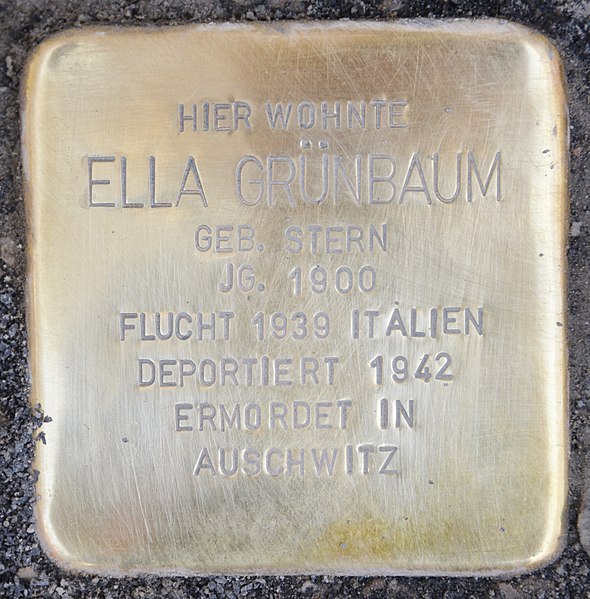 File:Stolperstein für Ella Grünbaum (München).jpg