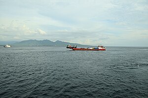 The Bali Strait is very busy with small and medium-sized ships