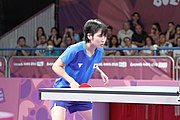 Deutsch: Tischtennis bei den Olympischen Jugendspielen 2018; Tag 9, 15. Oktober 2018; Mixed, Finale, Mixed-Doppel – Miu Hirano (JPN) gegen Sun Yingsha (CHN) 2:3 English: Table tennis at the 2018 Summer Youth Olympics at 15 October 2018 – Mixed Final, Mixed-Double – Miu Hirano (JPN) Vs Sun Yingsha (CHN) 2:3