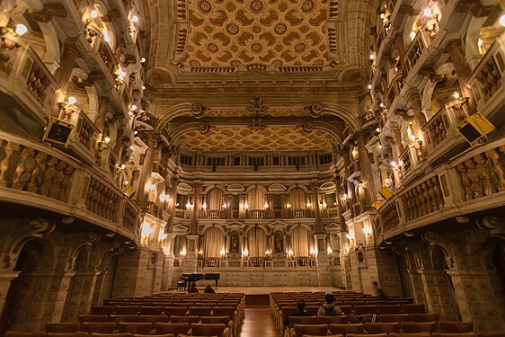 Stage and auditorium of Teatro Bibiena Mantua, Italy