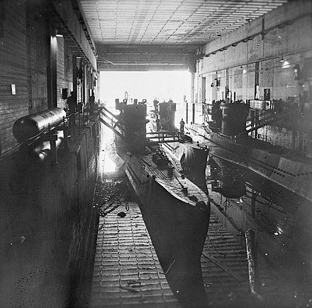 Three U-boats in a submarine pen at Trondheim, 19 May 1945