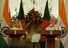 Narendra Modi and Sheikh Hasina at Hyderabad House in 2017