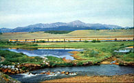 The train in the shadow of Colorado's highest mountain, Mount Elbert.