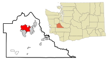 Olympia'nın Thurston Kontluk ve Washington eyaletindeki konumu.